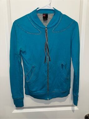 Diesel Teal Zip-Front Bomber Jacket